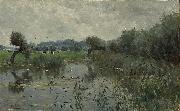 Willem Roelofs In the Floodplains of the River IJssel oil painting on canvas